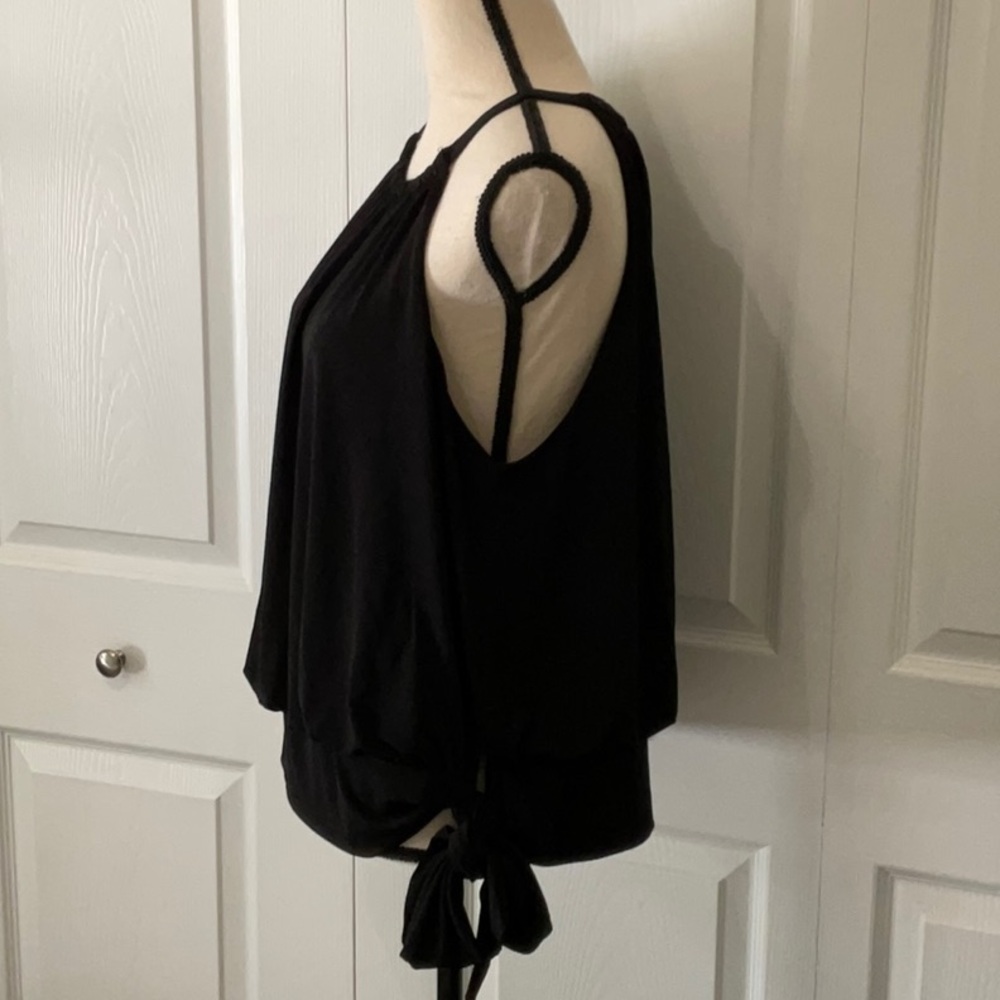 NWOT INC Women’s Lined Sleeveless Top, XL, Black, side tie at waist - Picture 2 of 8